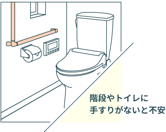 階段やトイレに手すりがないと不安